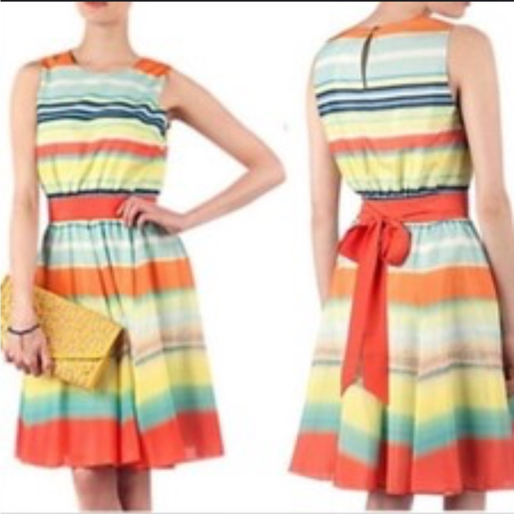 Green and Pink Sleeveless Midi Sundress